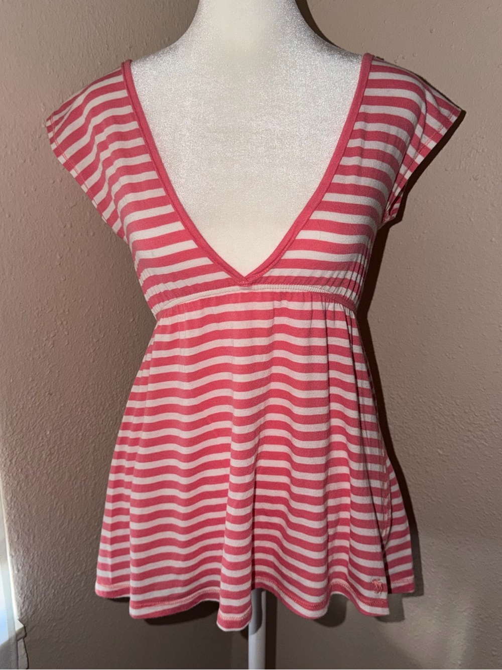 Vintage Y2K Abercrombie & Fitch 2000s Striped Babydoll Top